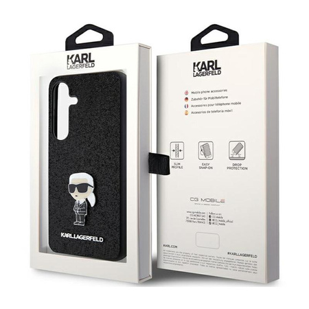 Karl Lagerfeld Fixed Glitter Iconic Logo Metal Pin - pouzdro pro Samsung Galaxy S24+ (černé)