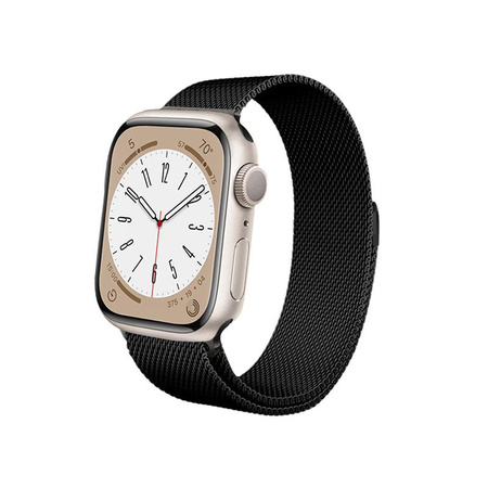 Crong Milano Steel - Rozsdamentes acél szíj Apple Watch 38/40/41 mm-es órához (fekete)