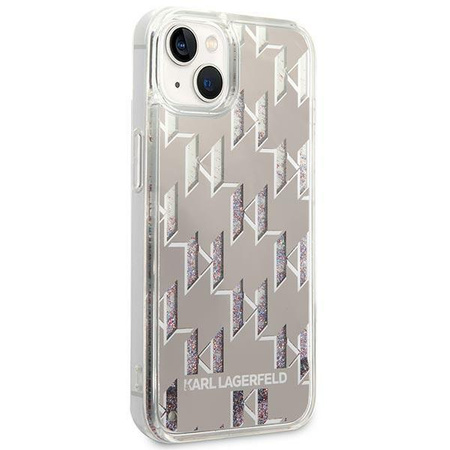 Karl Lagerfeld Monogram Liquid Glitter - pouzdro pro iPhone 14 Plus (stříbrné)