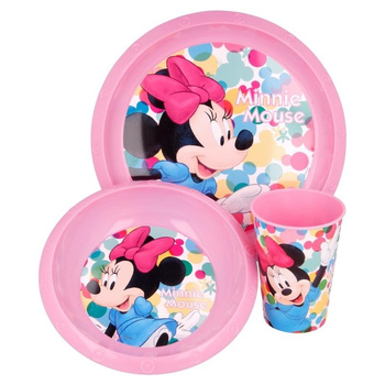 Minnie Mouse - Dish set (plate, bowl, 260 ml cup) (pink)