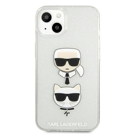 Karl Lagerfeld Glitter Karl & Choupette Head - iPhone 13 mini case (silver)