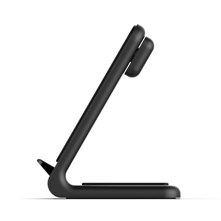 Crong PowerSpot Pivot Stand - bezdrátová nabíječka 3 v 1 pro iPhone, Samsung a Android, Galaxy Watch a sluchátka TWS (černá)