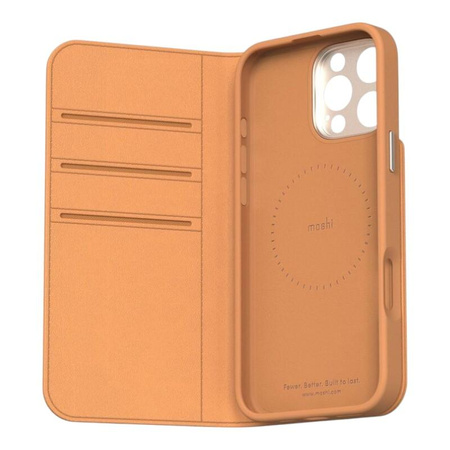 Moshi Overture MagSafe - 3v1 Kožené pouzdro s klopou iPhone 16 Pro Max (Caramel Brown)