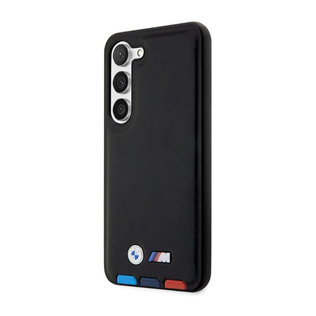 Kožené pouzdro BMW Hot Stamp Tricolor - Samsung Galaxy S23+ (černé)