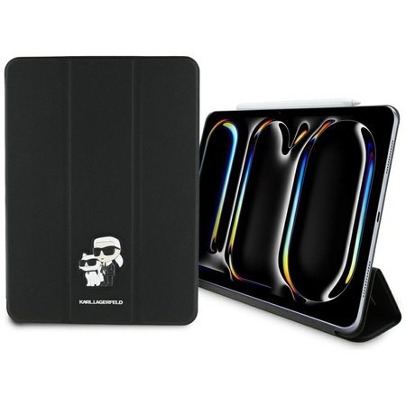 Karl Lagerfeld Buchhülle Saffiano Magnetic Karl & Choupette - iPad Pro 11" M4 Hülle (2024) (schwarz)