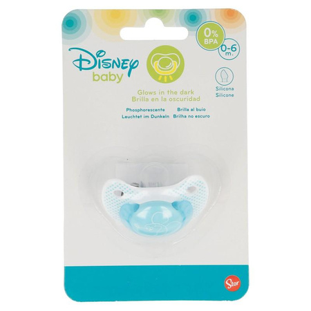 Mickey Mouse - Silicone pacifier in anatomical shape 0 - 6 m (glow in the dark) (blue)