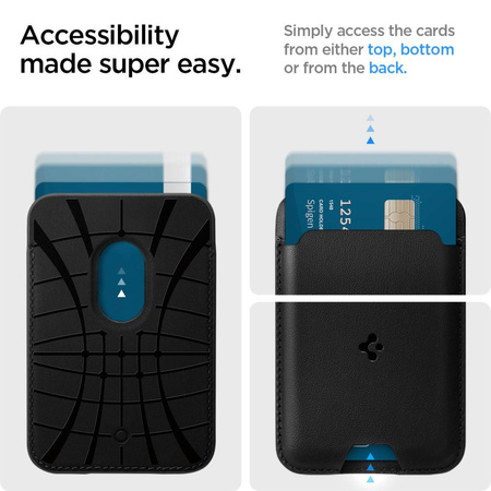 PORTFEL SPIGEN MAGSAFE NA KARTY, DO IPHONE, Dokumenty, Magnetyczny, Czarny