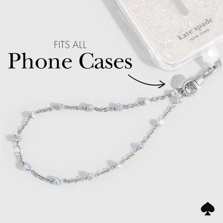 Kate Spade New York Universal Phone Charm Wristlet - Universal Phone Lanyard (Dazzle Chain Silver)