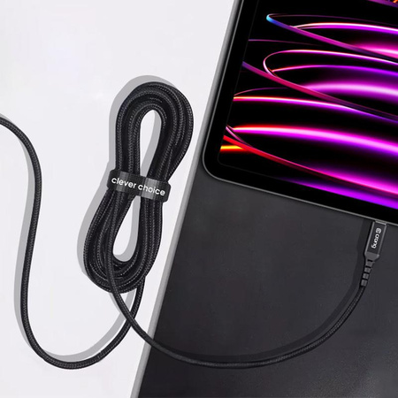 Crong Armor Link - 100W 5A USB-C to USB-C braided cable  Power Delivery 200cm (black)