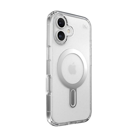 Speck Presidio Perfect-Clear ClickLock & MagSafe - iPhone 16 Fall (Klar / Chrom-Finish / Serene Silber)