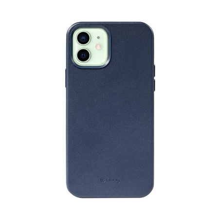 Crong Essential Cover - iPhone 12 / iPhone 12 Pro Öko-Lederhülle (marineblau)
