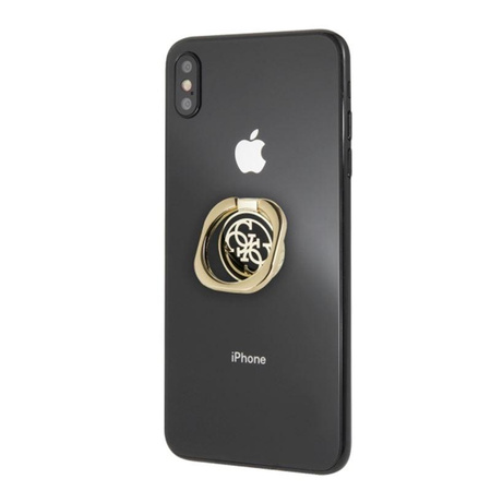 Guess Metal Ring Stand 4G - Magnetic finger holder for phone with stand function (gold/black)