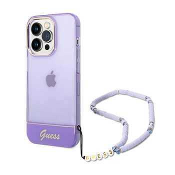 Guess Translucent Pearl Strap - iPhone 14 Pro Tasche (lila)