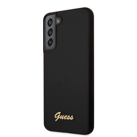 Guess Silicone Script Metal Logo - Etui Samsung Galaxy S22 (czarny)
