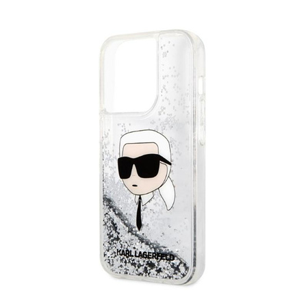 Karl Lagerfeld Liquid Glitter NFT Karl's Head - Etui iPhone 14 Pro (srebrny)