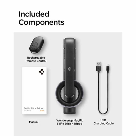 Spigen S570W MagSafe Bluetooth Selfie Stick Tripod - stojan na chytrý telefon / držák selfie tyče (černý)