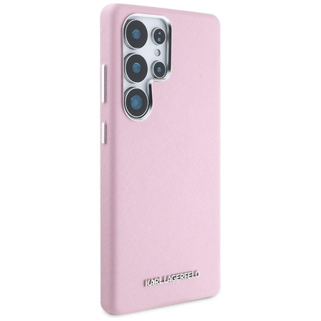 Karl Lagerfeld Saffiano Full Wrapped Elongated Metal Logo MagSafe - Case for Samsung Galaxy S25 Ultra (pink)