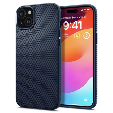 Spigen Liquid Air - tok iPhone 15 készülékhez (sötétkék)