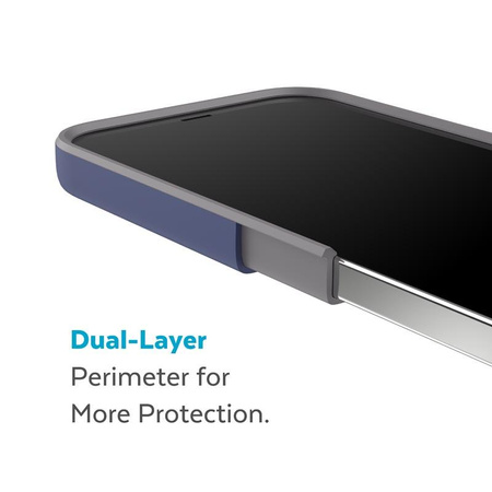 Speck CandyShell Pro + MagSafe - Coque pour iPhone 14 Plus avec revêtement MICROBAN (Bleu Prusse / Gris Nuageux)
