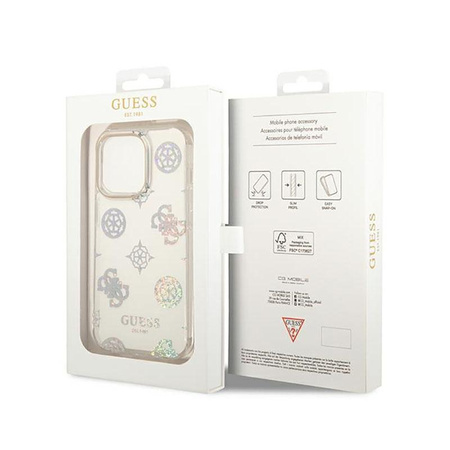 Guess Peony Glitter Case - Coque iPhone 14 Pro Max (Transparent)