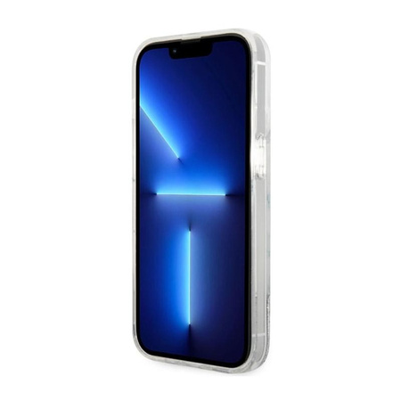 Guess Liquid Glitter Marble - Coque iPhone 14 Pro (Blanc)