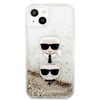 Karl Lagerfeld Liquid Glitter Karl & Choupette Head - étui pour iPhone 13 mini (or)