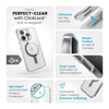 Speck Presidio Perfect-Clear ClickLock & Magsafe - iPhone 15 Pro Case (Clair / Finition Chrome / Argent Serein)