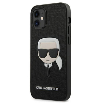Karl Lagerfeld Saffiano Ikonik Karl`s Head - iPhone 12 mini Tasche (schwarz)