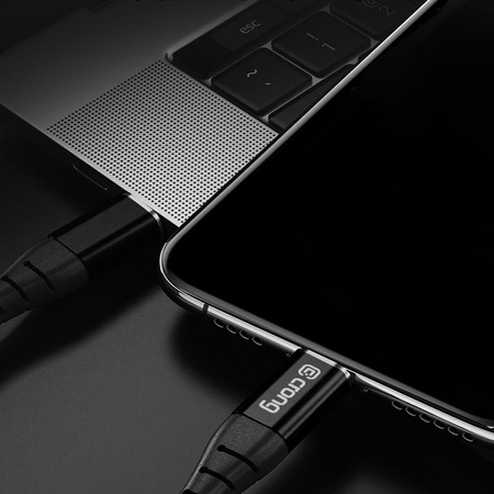 Crong Armor Link - 60W PD 3A USB-A na USB-C kabel 25cm (černý)