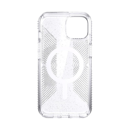 Speck Presidio Perfect-Clear with Glitter + Grips + MagSafe - iPhone 13 Case with MICROBAN Coating (Clear/Platinum Glitter)