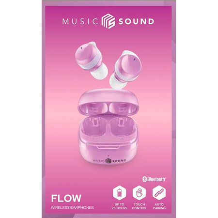 Cellularline Music Sound Flow - bezdrátová sluchátka Bluetooth V5.3 TWS s nabíjecím pouzdrem (fialová)