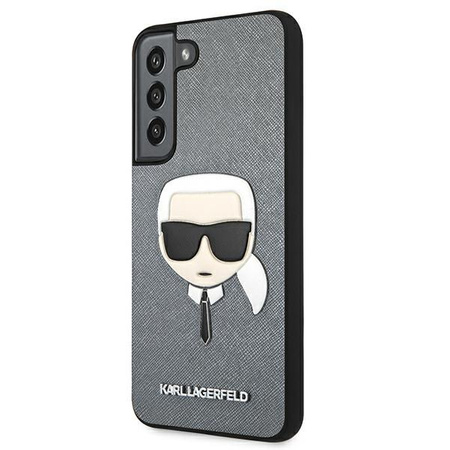 Karl Lagerfeld Saffiano Ikonik Karl`s Head - Samsung Galaxy S22+ Tasche (silber)