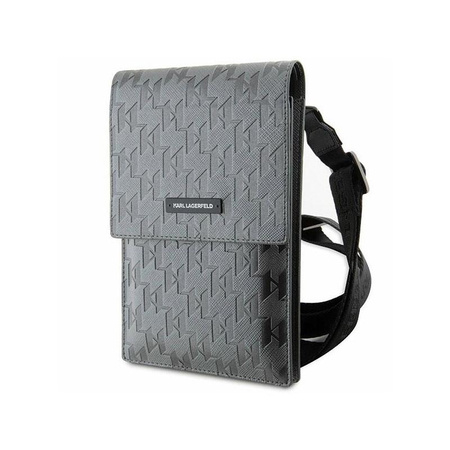 Karl Lagerfeld Saffiano Mongram Plaque - Sac pour smartphone et accessoires (Argent)