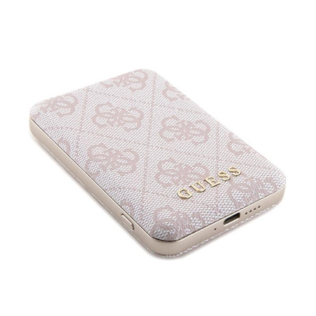 Guess Bundle Pack MagSafe 4G Metal Gold Logo - Etui + Power Bank 5000mAh MagSafe iPhone 15 Pro (rose)