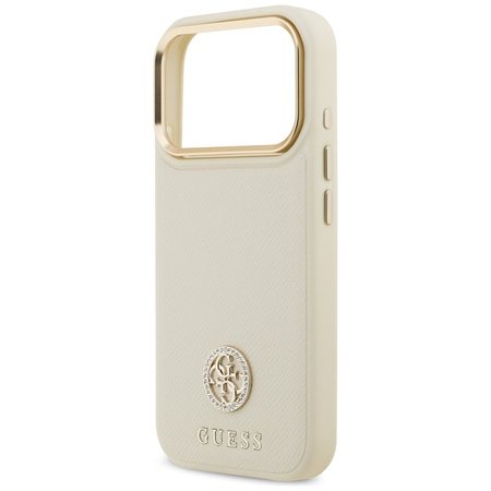 Guess Grained Strass Logo MagSafe - Hülle iPhone 17 Pro (beige)