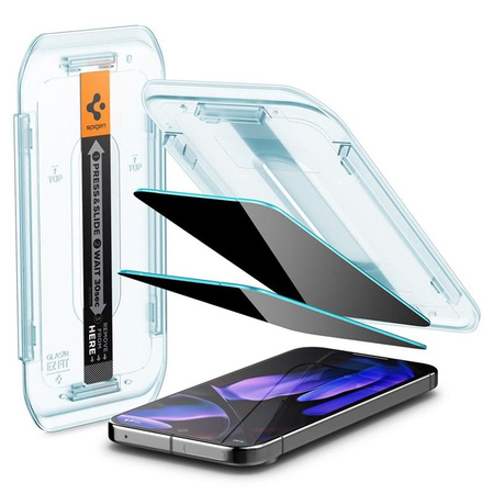 Spigen GLAS.TR EZ FIT Privacy 2-Pack - Verre trempé avec filtre de confidentialité pour Google Pixel 9 / 9 Pro 2 pcs