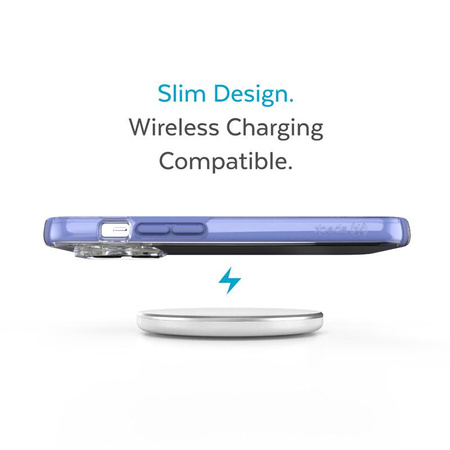 Speck Presidio Perfect-Clear avec Impact Geometry - Coque pour iPhone 14 Pro Max avec revêtement MICROBAN (transparente / violette)