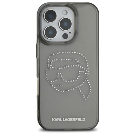 Karl Lagerfeld IML strasszos Karl Head - tok iPhone 16 Pro Max készülékhez (fekete)