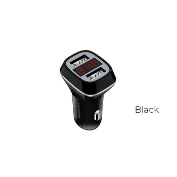Borofone - Chargeur de voiture 2x USB avec écran LCD, noir
