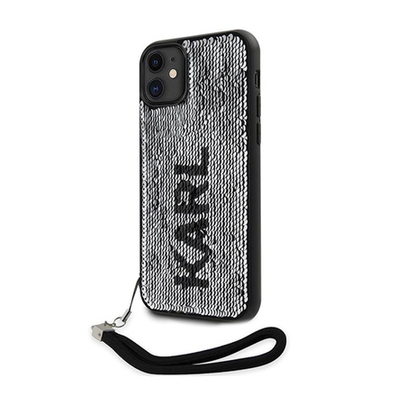 Karl Lagerfeld Sequins Cord - Etui avec dragonne iPhone 11 (Argent)