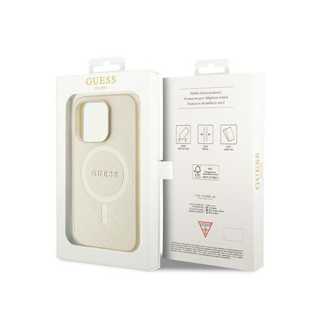 Guess Saffiano MagSafe - iPhone 15 Pro Max Case (Gold)