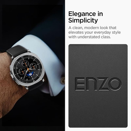 PASEK DO GALAXY WATCH 8 | 8 CLASSIC 40 44 46 mm SPIGEN SKÓRZANY CZARNY