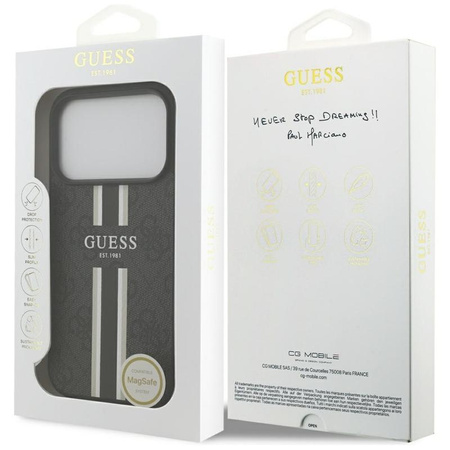 Guess 4G Printed Stripes MagSafe - Pouzdro iPhone 17 Pro (černé)