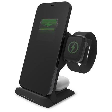 STM ChargeTree Go - Nabíjecí stanice 3 v 1 pro telefon, AirPods a Apple Watch - Černá