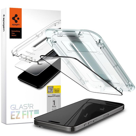 Spigen GLAS.TR EZ FIT FC - Tempered Glass for iPhone 15 Pro (Black frame)