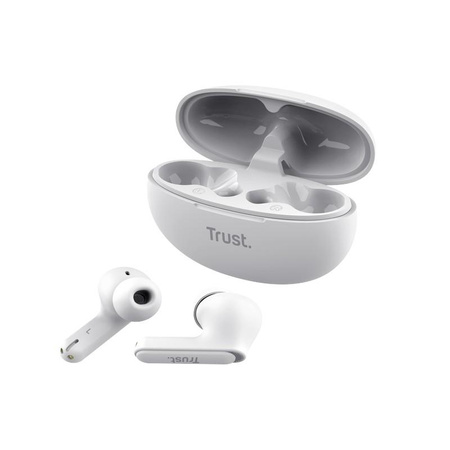 Trust Yavi - TWS écouteurs intra-auriculaires sans fil Bluetooth avec étui de chargement et ENC (blanc)