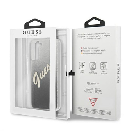 Guess Glitter Gradient Script - Etui Samsung Galaxy S21+ (czarny)