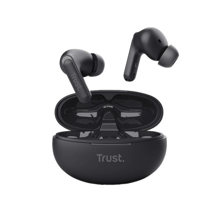 Trust Yavi - Bezdrátová sluchátka do uší TWS Bluetooth s nabíjecím pouzdrem a ENC (černá)