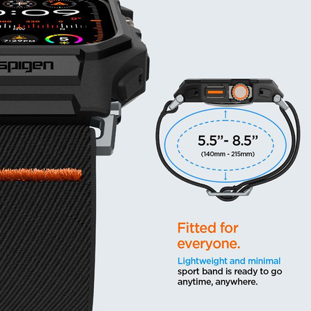 Spigen Lite Fit "Pro" - Gehäuse mit Armband für Apple Watch Ultra 1/2 49 mm (Mattschwarz)