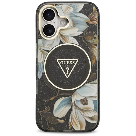 Guess IML Glitter Flowers Triangle MagSafe - Case iPhone 17 (black)